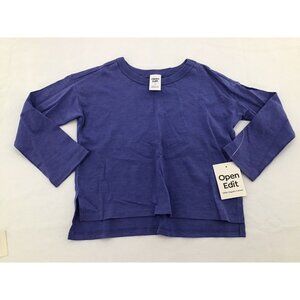 Open Edit Toddler Girls Size 2 Pullover Crew Neck Long Sleeve T Shirt Purple